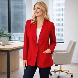 Vintage 80s Pendleton Miss Sophisticates Women's Red Wool Blazer Made in USA Med